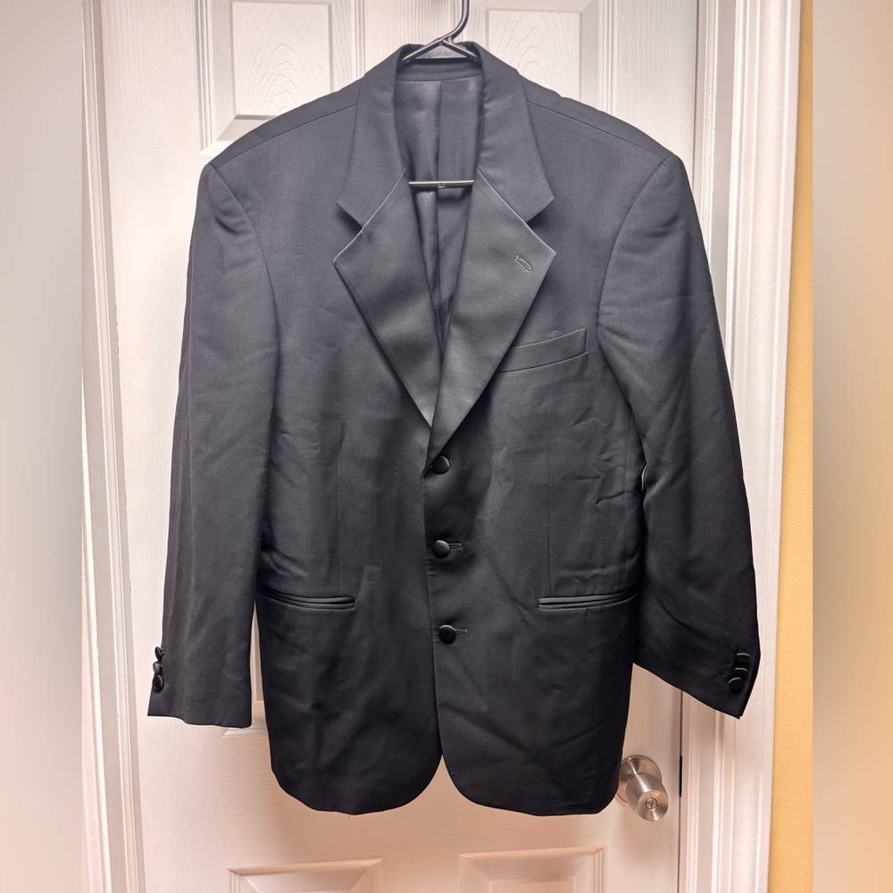 Andrew Fezza Men’s Black Suit Jacket – Super 80’s Worsted Wool (Size 40S)
